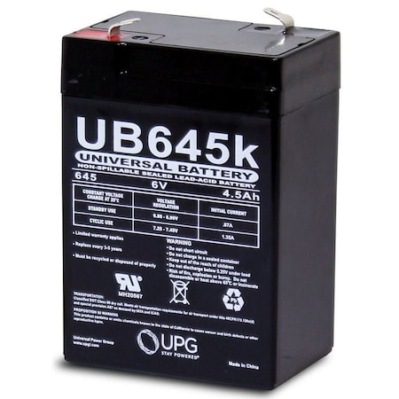 Bsc Preferred UPG 6V 4.5Ah Sealed Lead Acid - AGM - VRLA Battery - F1 UPG-D5733